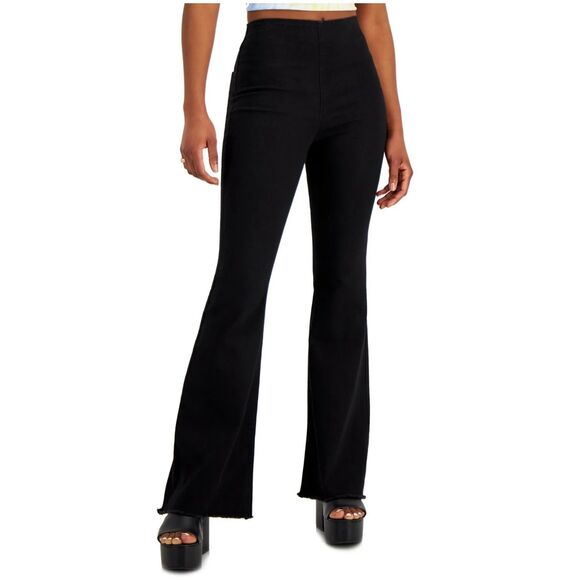 Tinseltown Womens High Rise Pull On Flared Jeans, Black, Juniors, 1/25 NWT‎ - Picture 1 of 1